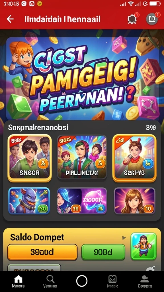 Tangkapan layar 1 menunjukkan menu utama yang menarik.