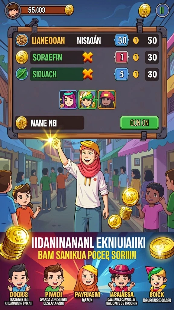 Latar belakang permainan yang penuh warna.
